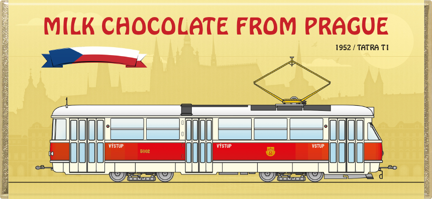 90-PRG-32 Tramvaj Tatra T1 (1952) | mléčná čokoláda 32%